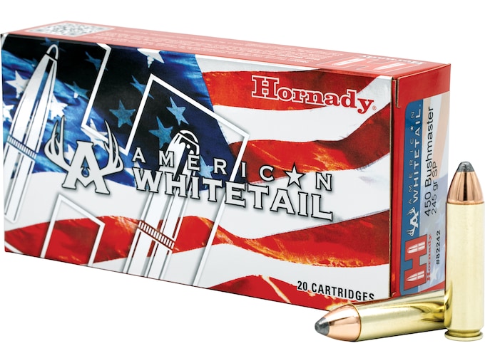 Hornady American Whitetail 450 Bushmaster Ammo 245 Grain Hornady Interlock Jacketed Soft Point 500round Hornady American Whitetail 450 Bushmaster Ammo 245 Grain Hornady Interlock Jacketed Soft Point 500round - Ammunition - Glock Pistol Switch