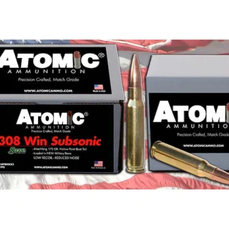 Atomic Ammunition Match Subsonic 308 Winchester Ammo 175 Grain Sierra MatchKing Jacketed Hollow Point Box of 100 For Sale - Ammunition | Glock Pistol Switch