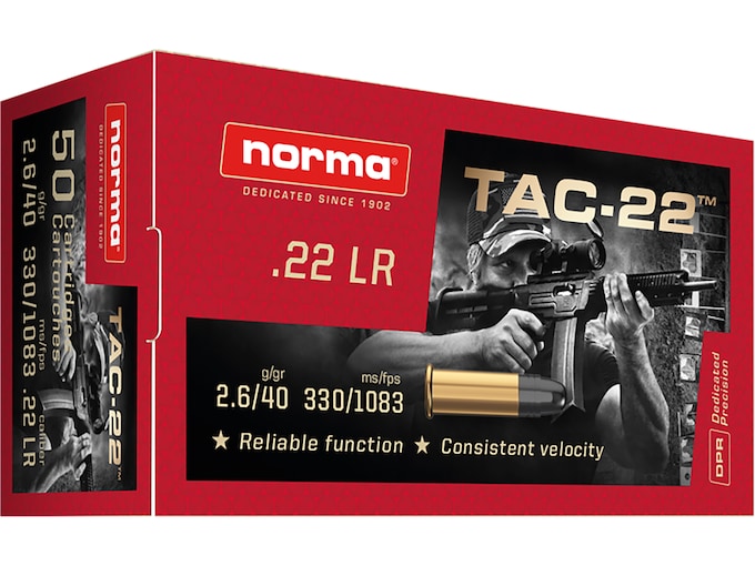 Buy Norma TAC-22 Ammunition 22LR 40 Grain Lead Round Nose Buy Norma TAC-22 Ammunition 22LR 40 Grain Lead Round Nose - Ammunition - Glock Pistol Switch