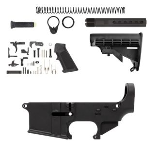 Forged 80% Lower Assembly Kit with FIRE/SAFE Markings - Complete AR-15 Build Kit - Rifles - Glock Pistol Switch