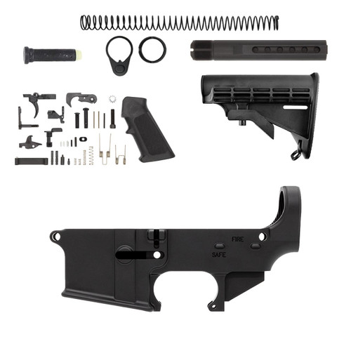 Forged 80% Lower Assembly Kit with FIRE/SAFE Markings - Complete AR-15 Build Kit Forged 80% Lower Assembly Kit with FIRE/SAFE Markings - Complete AR-15 Build Kit - Rifles - Glock Pistol Switch